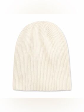 Uniqlo 100% Cashmere Rib Knit Beanie Hat One Size Ivory Winter Quiet Luxury Cozy
